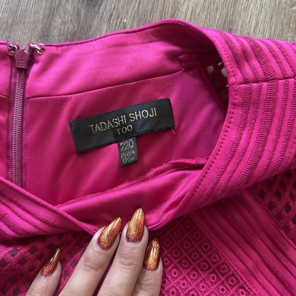 NWT Tadashi Shoji Too Hot Pink Textured Fit & Flare Dress Women’s 20W Barbie - Picture 7 of 12